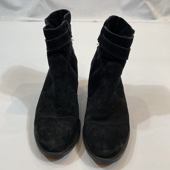 La Canadienne Boots Size 8.5 Black Suede Leather Ankle Booties Liw Heel - Picture 2 of 9